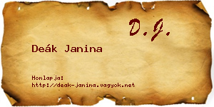 Deák Janina névjegykártya